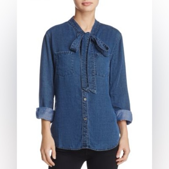 Rails Rosalee Tie-Neck Chambray Shirt Women’s Size XS - Picture 1 of 9